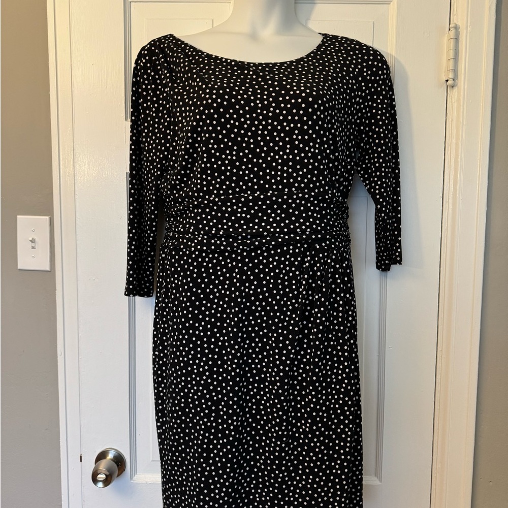 Ann Taylor Elegant Black and White Polka Dot Dress
